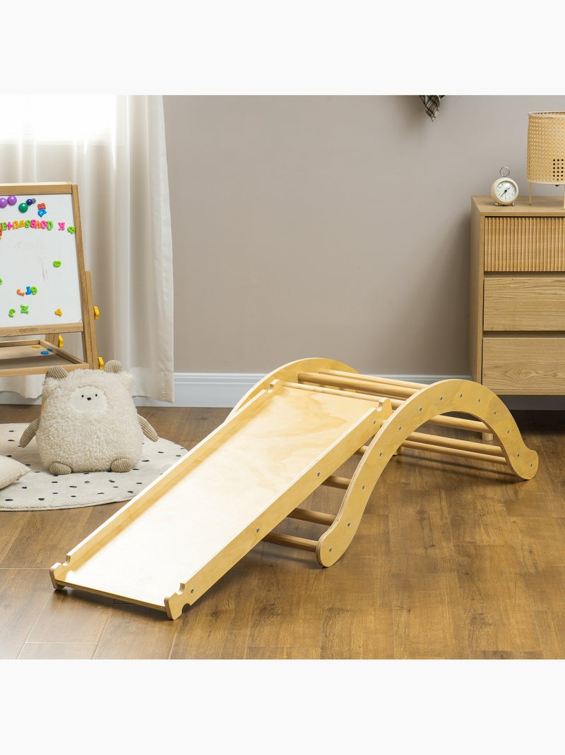 4 en 1 arche escalade enfant chaise à bascule avec coussin rampe double-face grimper glisser bois Beige - Kiabi