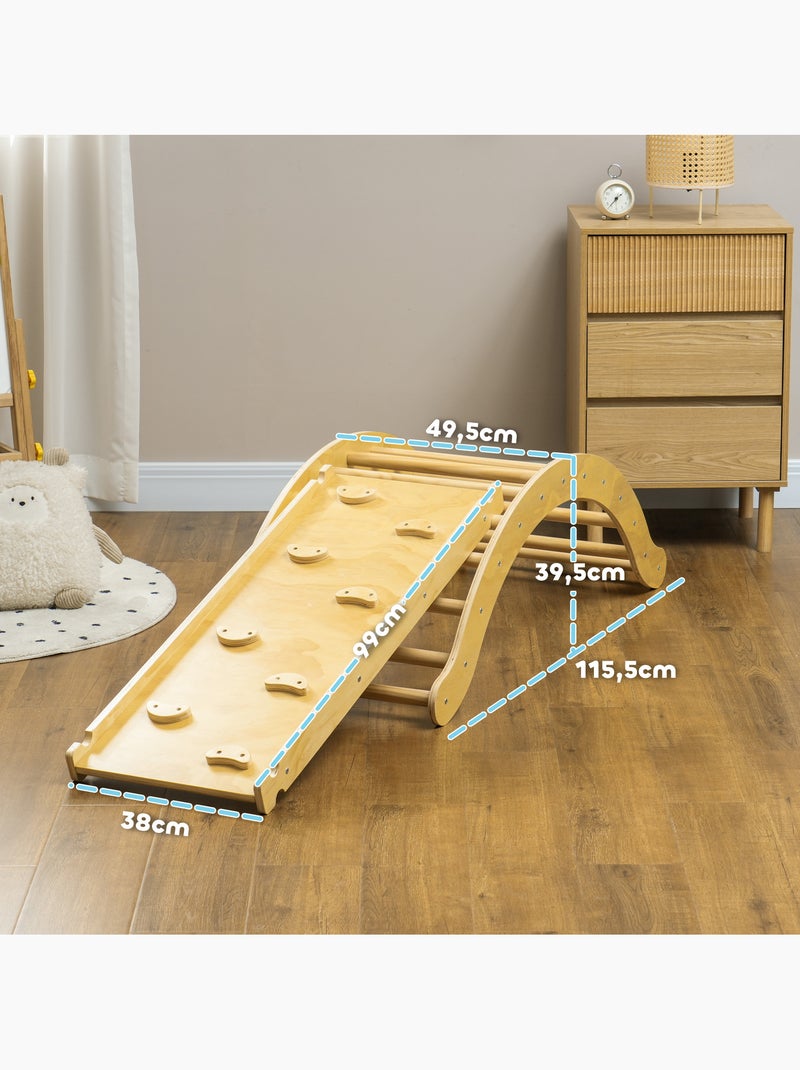 4 en 1 arche escalade enfant chaise à bascule avec coussin rampe double-face grimper glisser bois Beige - Kiabi
