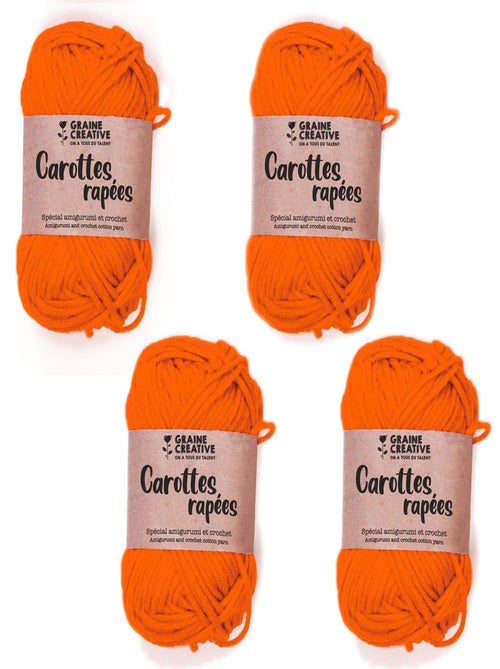 4 fils de coton pour crochet 55 m - orange - Graine Créative - Kiabi