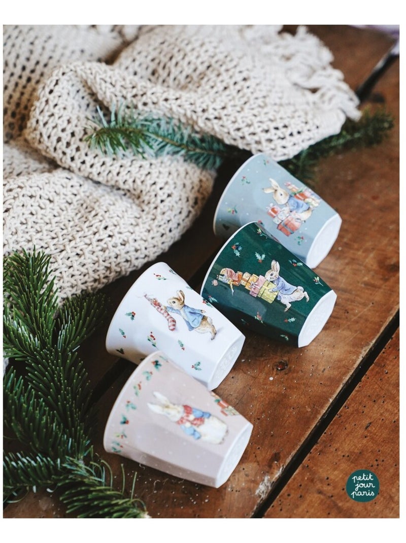 4 Gobelets Pierre Lapin Noël Blanc - Kiabi
