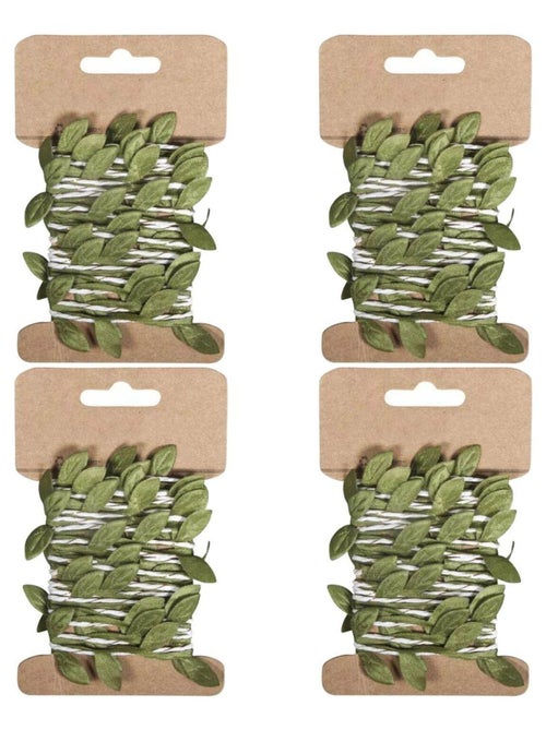 4 guirlandes de feuilles vertes en papier 2 m - Rayher - Kiabi