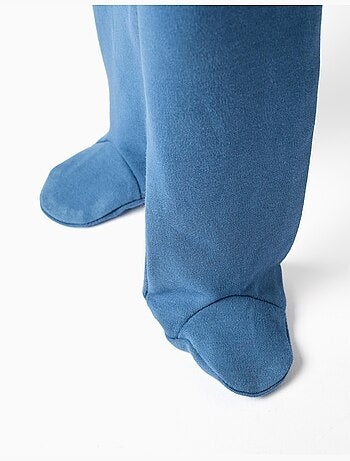 4 pantalons avec pieds en coton unis/imprimés