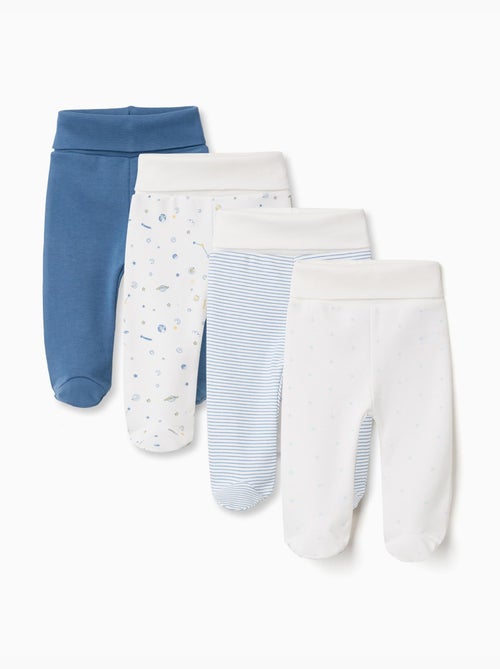 4 pantalons avec pieds en coton unis/imprimés - Kiabi 4 pantalons avec pieds en coton unis/imprimés - Kiabi