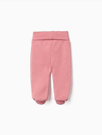 4 pantalons avec pieds en coton unis/imprimés