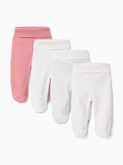4 pantalons avec pieds en coton unis/imprimés - Kiabi 4 pantalons avec pieds en coton unis/imprimés - Kiabi