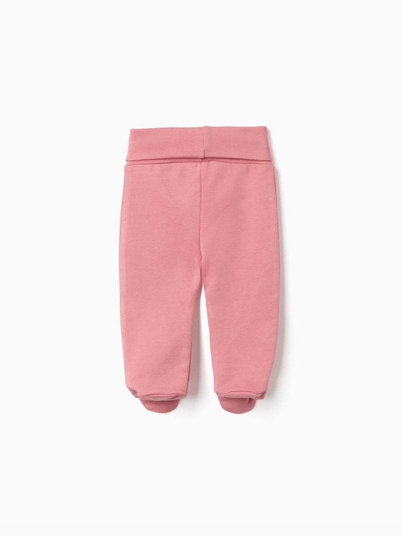 4 pantalons avec pieds en coton unis/imprimés Blanc Rose - Kiabi