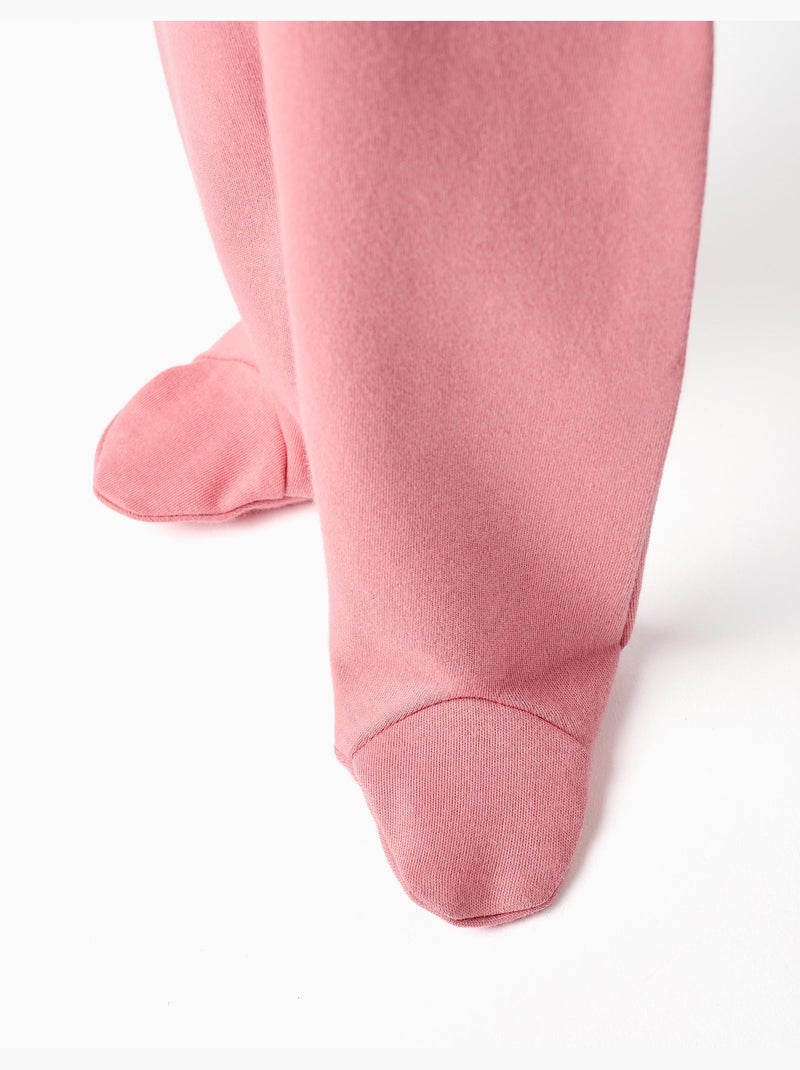 4 pantalons avec pieds en coton unis/imprimés Blanc Rose - Kiabi