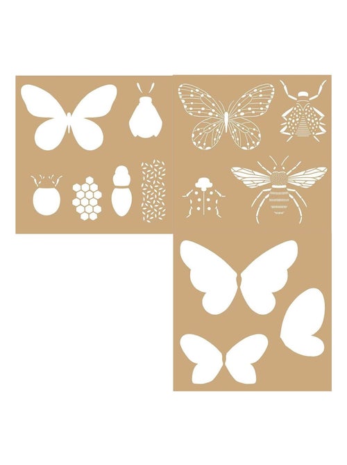 4 pochoirs kraft 20 x 20 cm - papillons & insectes - Artemio - Kiabi