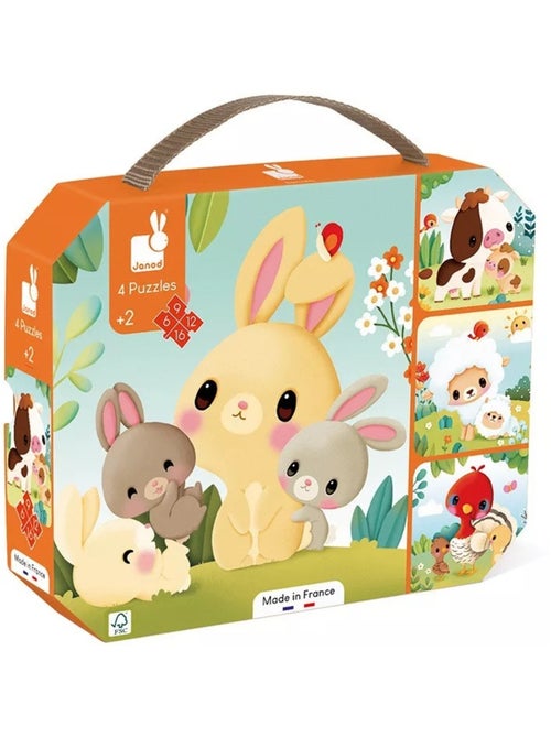 4 puzzles évolutifs Animaux Ferme - Kiabi