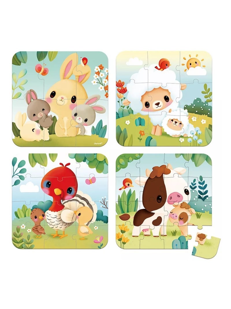 4 puzzles évolutifs Animaux Ferme N/A - Kiabi