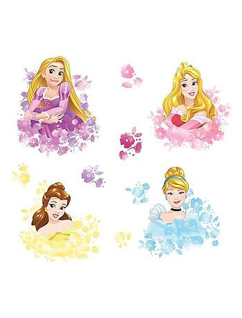 4 Stickers Géants Princesses Disney Floral Repositionnables 25x45cm