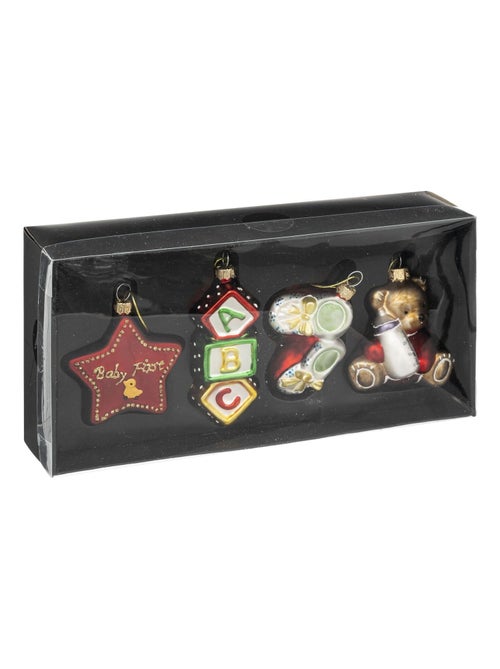 4 Sujets de Noël en verre à suspendre - Kiabi