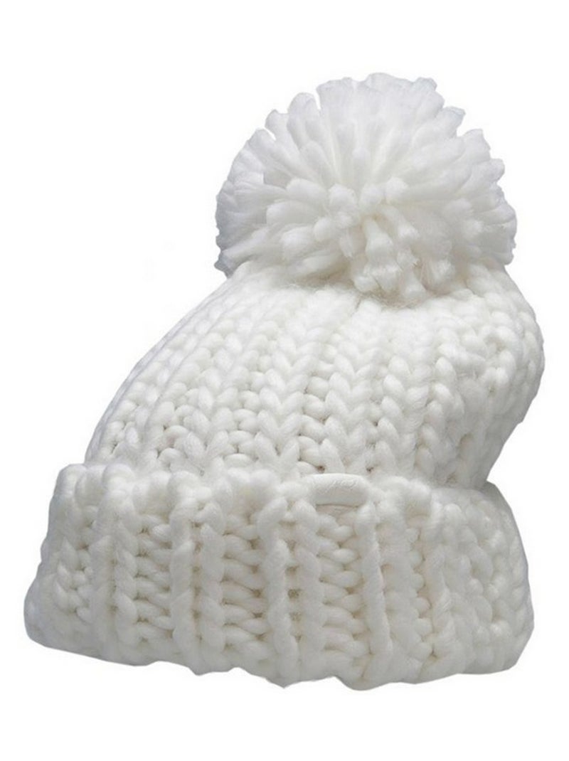 4F - Bonnet motif/style Pompon Blanc - Kiabi