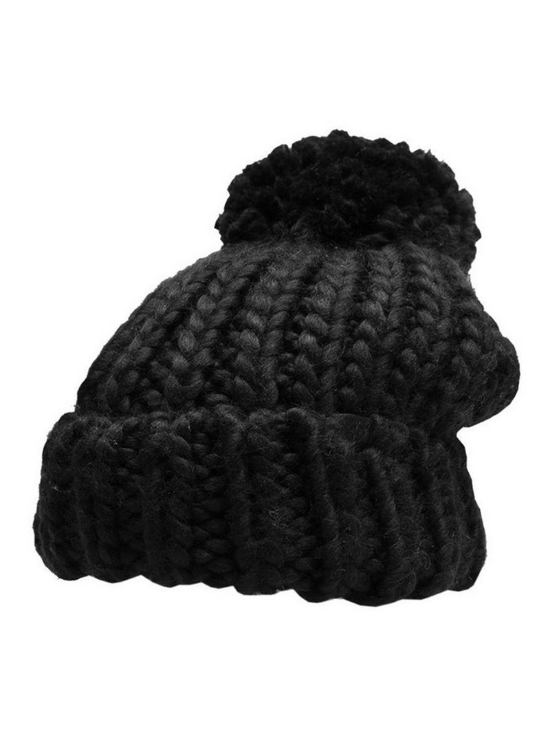 4F - Bonnet motif/style Pompon Noir - Kiabi