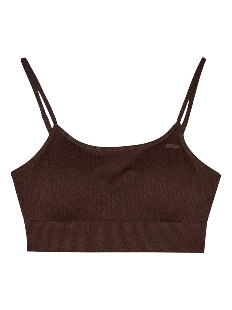 4F - Brassière de sport style Uni Marron - Kiabi