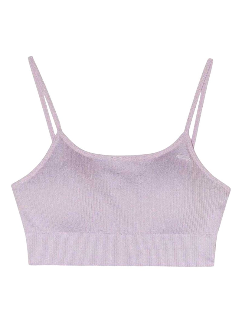 4F - Brassière de sport style Uni Violet clair - Kiabi