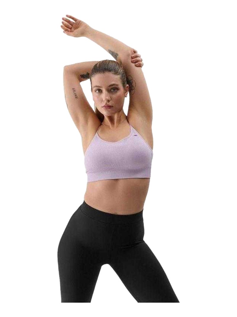 4F - Brassière de sport style Uni Violet clair - Kiabi