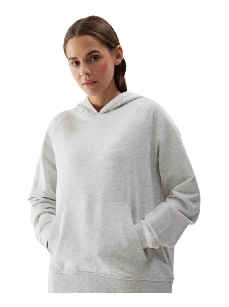 4F Sweat à capuche motif/style uni Gris Gris clair Femme