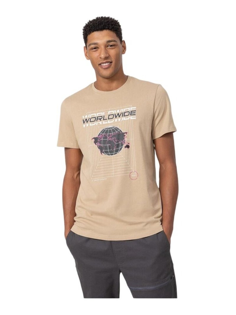 4F - T-shirt motif/style Globe Beige - Kiabi
