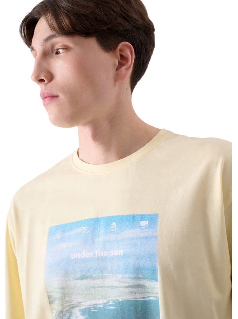 4F - T-shirt style Imprimé Beige - Kiabi