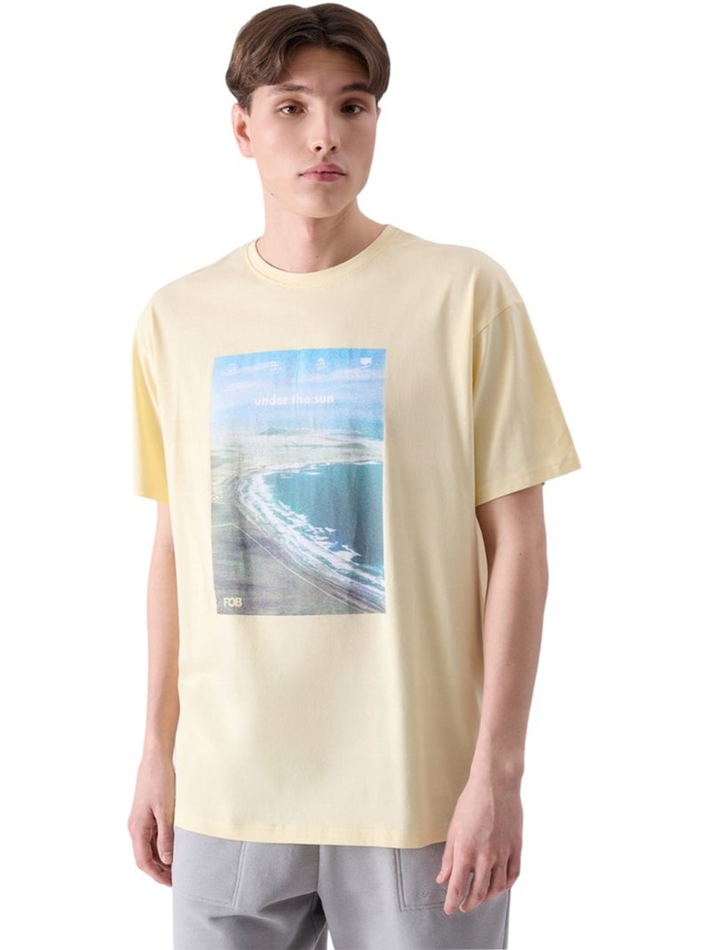 4F - T-shirt style Imprimé Beige - Kiabi