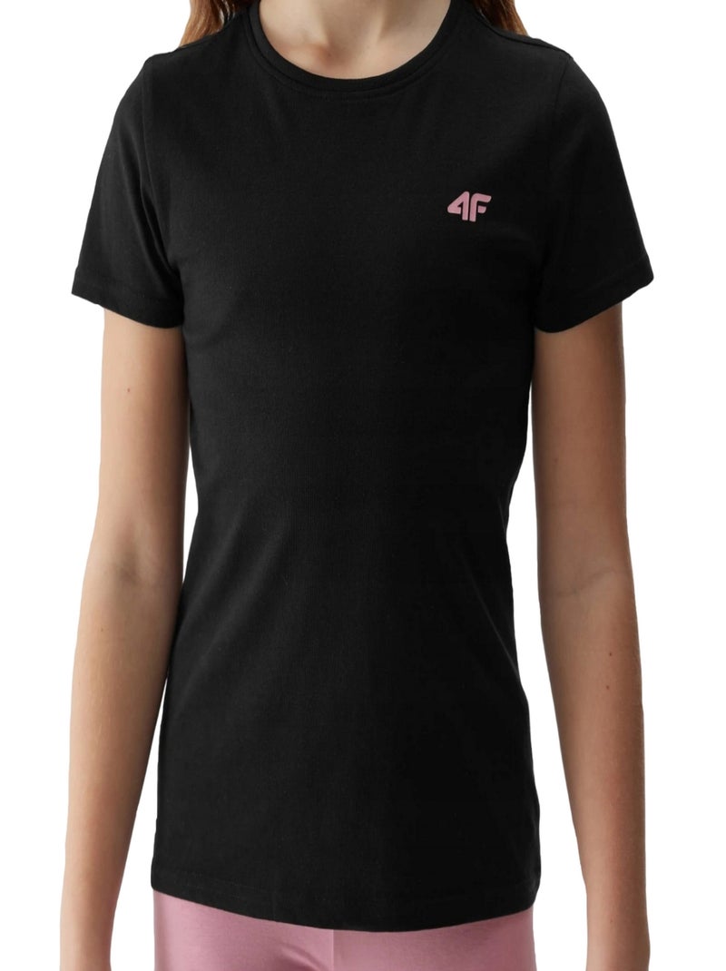 4F - T-shirt uni manches courtes Noir - Kiabi