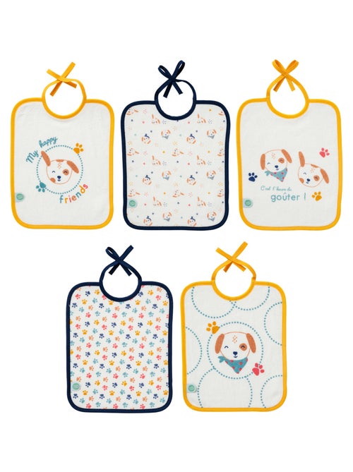 5 bavoirs naissance - Toutou - Babycalin - Kiabi