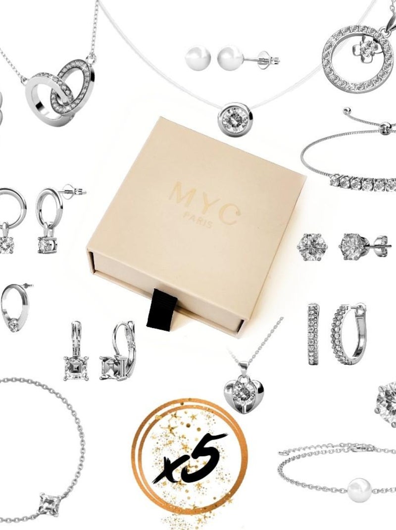 5 bijoux surprises en boite cadeau - Argent et Cristal Argent - Kiabi