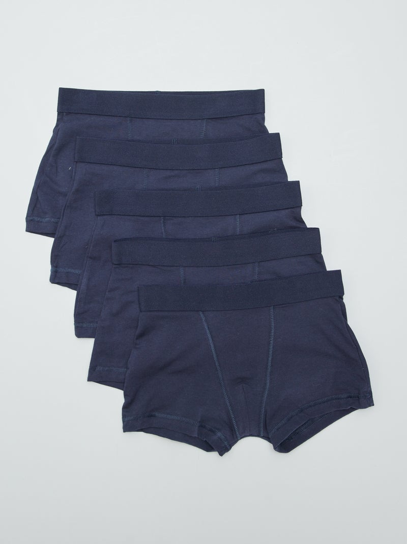 5 boxers unis Bleu - Kiabi