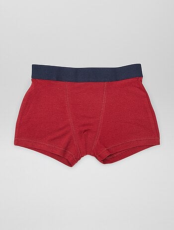 Lot de 3 DIM Boxer Garçon Coton STRETCH Noir Rouge Bleu