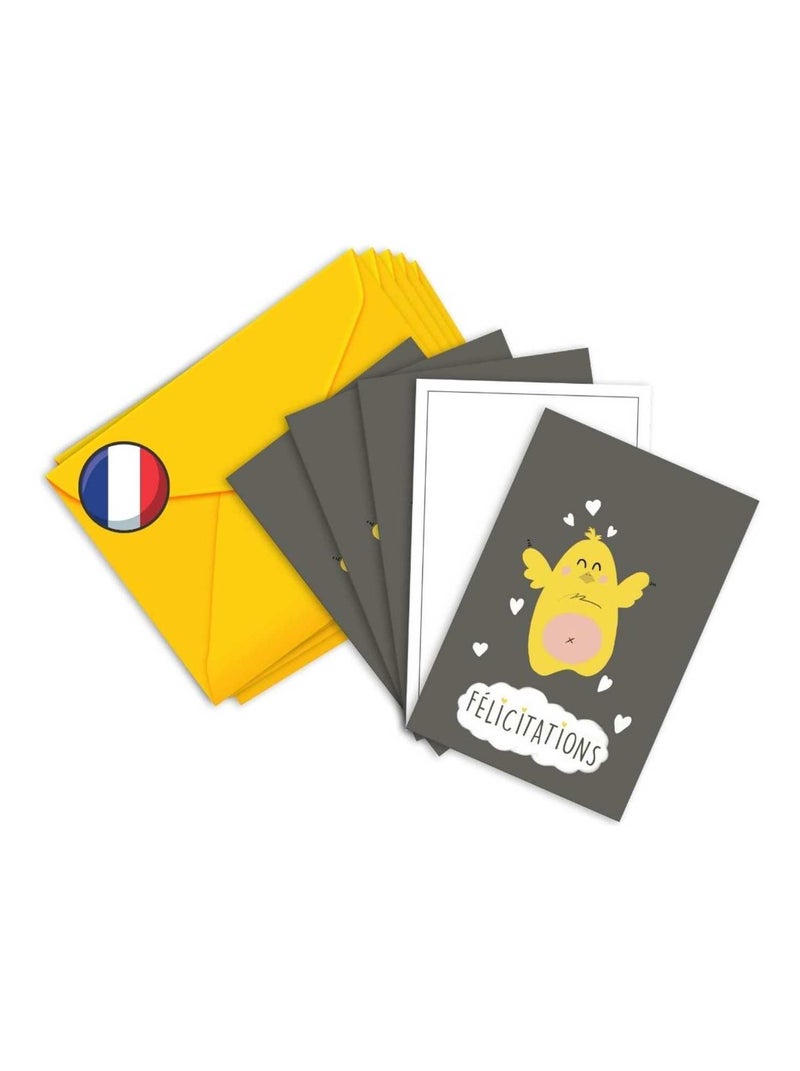 5 Cartes De Félicitation Naissance Ou Grossesse 'poussin' | Fabrication Française N/A - Kiabi