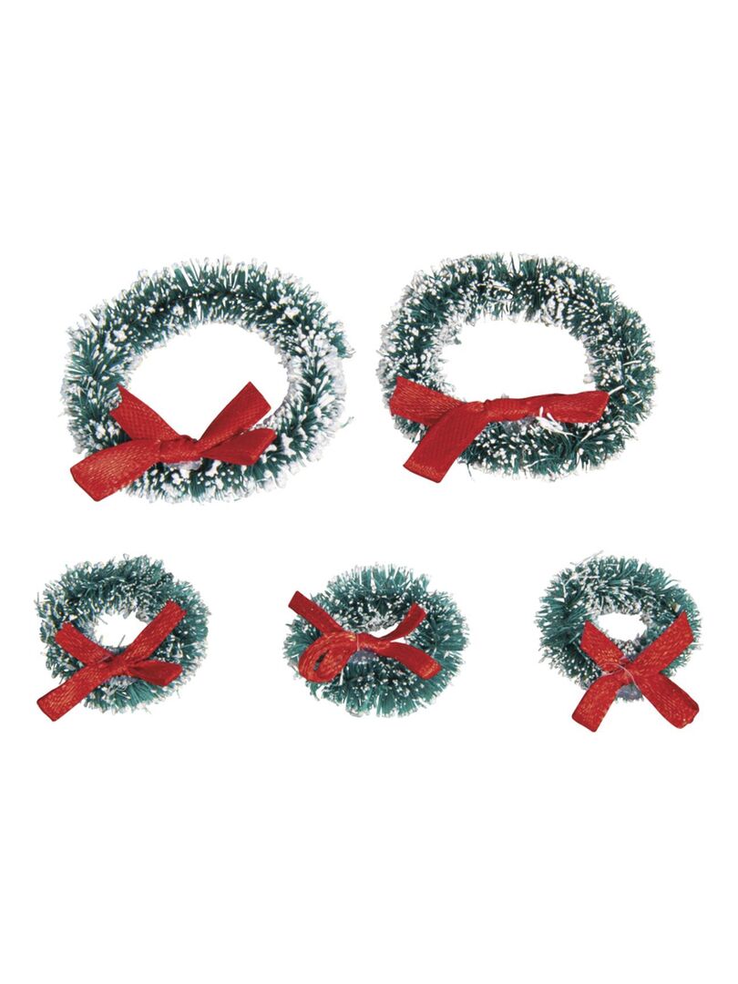 5 Couronnes de Noël miniatures Ø 3 à 5 cm Rouge - Kiabi