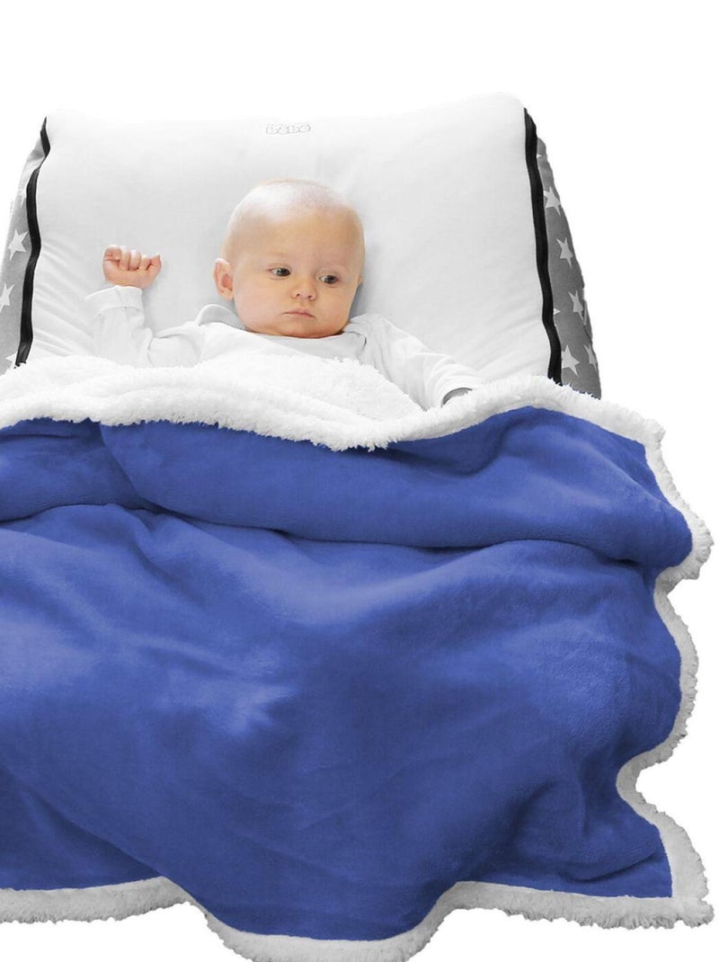 5 couvertures, plaids polaires pour bébé en flanelle et effet moutonné ultra doux - Monsieur Bébé Bleu - Kiabi