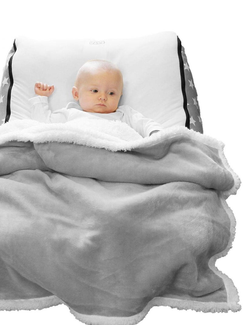 5 couvertures, plaids polaires pour bébé en flanelle et effet moutonné ultra doux - Monsieur Bébé Gris - Kiabi