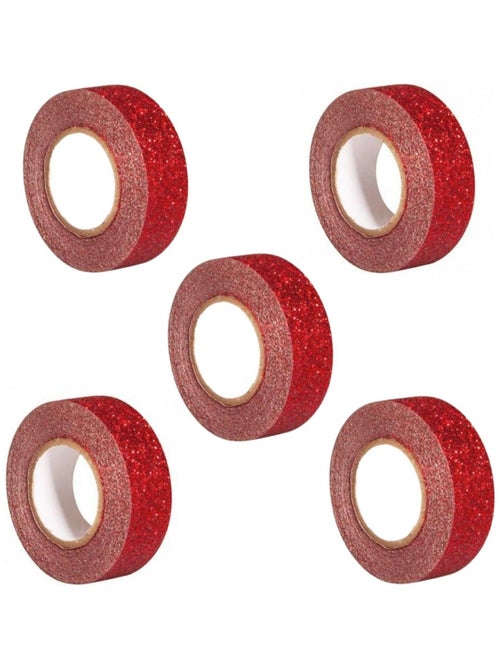 5 glitter tapes 5 m x 1,5 cm - rouge - Rayher - Kiabi