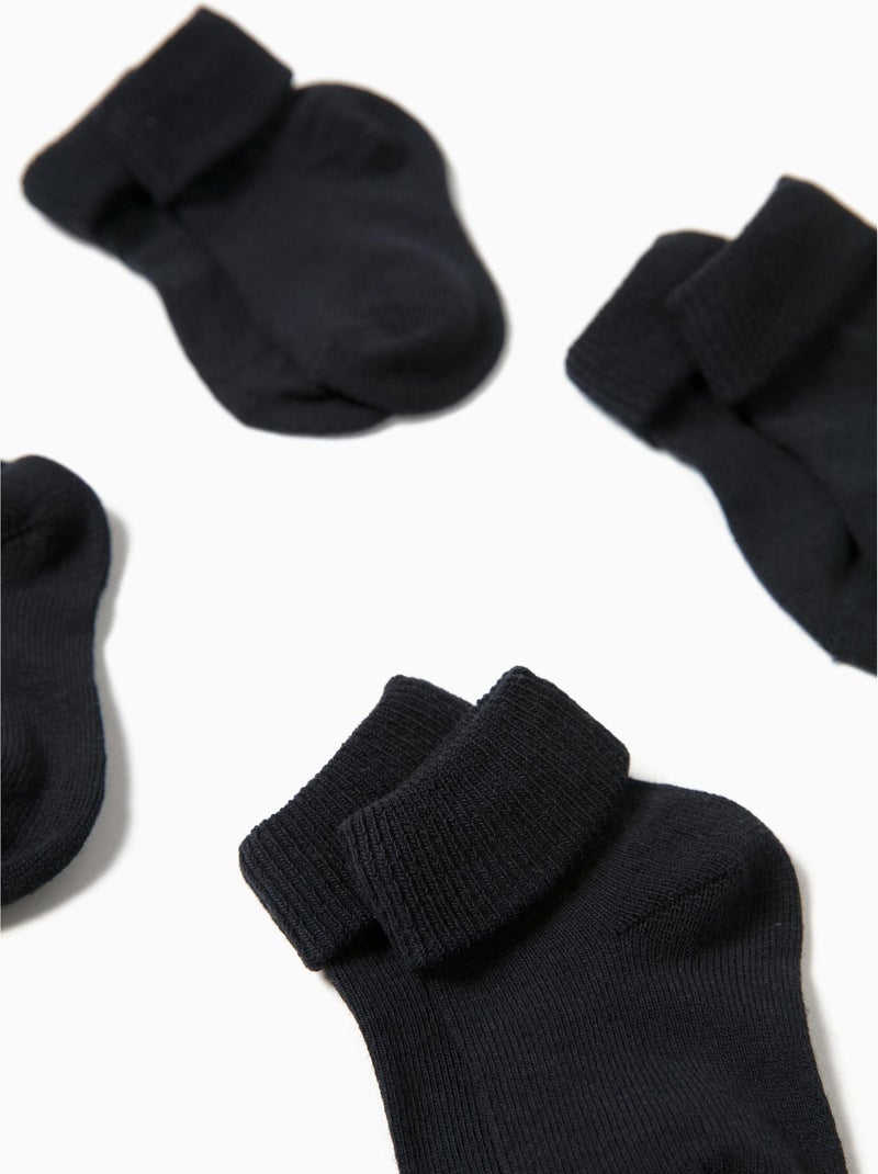 5-Pack Pairs of Socks with Turndown for Baby   ESSENTIALS LINE Bleu foncé - Kiabi