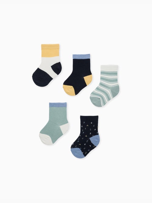 5 paires de chaussettes à détails contrastés - Kiabi