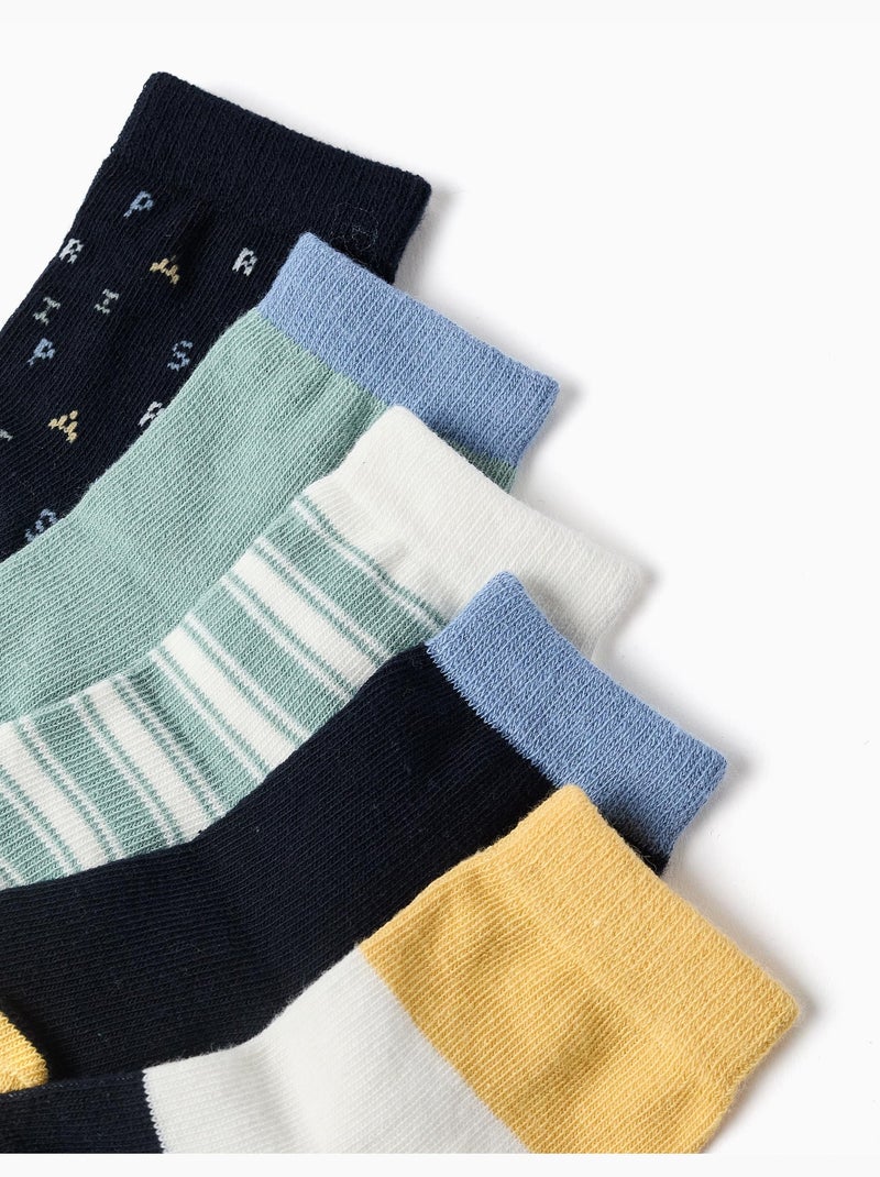 5 paires de chaussettes à détails contrastés Bleu Jaune - Kiabi