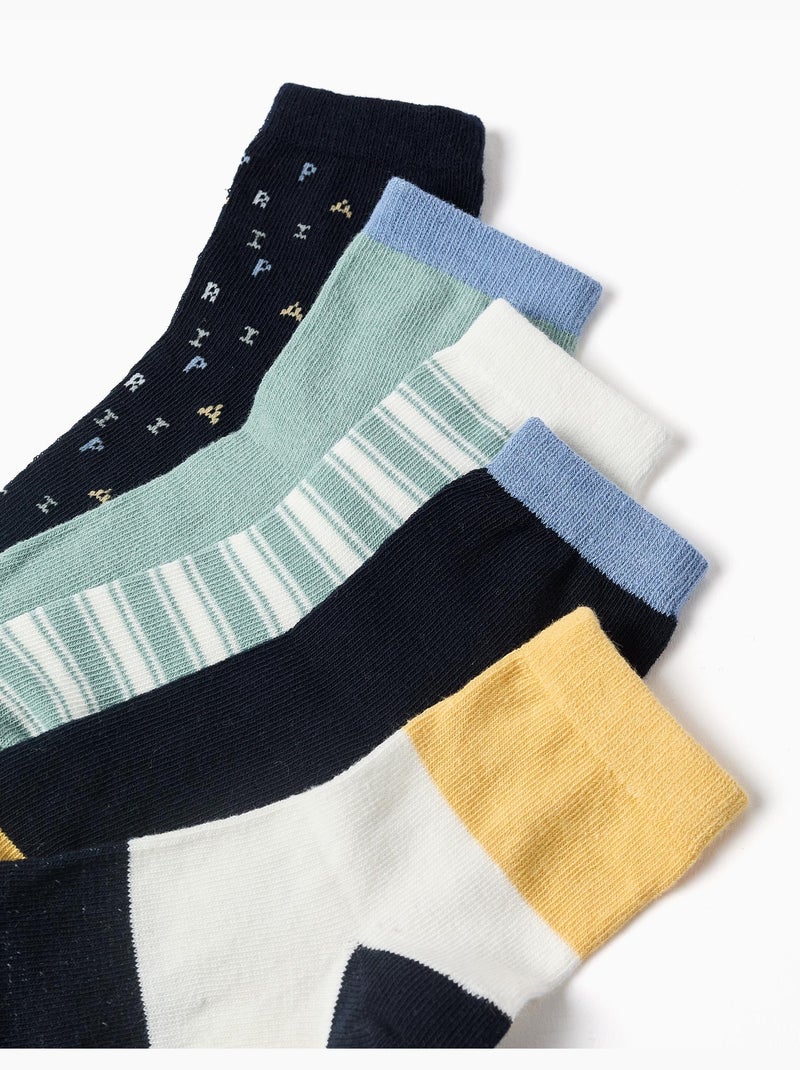 5 paires de chaussettes à détails contrastés Bleu Jaune - Kiabi