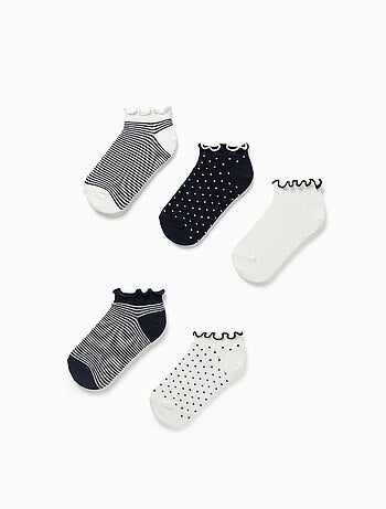 5 Paires de chaussettes à rayures/à pois