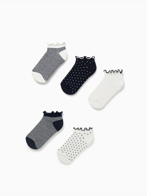 5 Paires de chaussettes à rayures/à pois - Kiabi