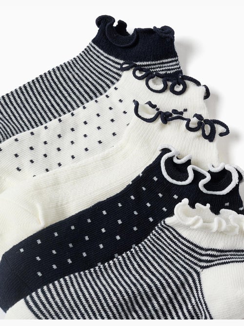 5 Paires de chaussettes à rayures/à pois - Kiabi