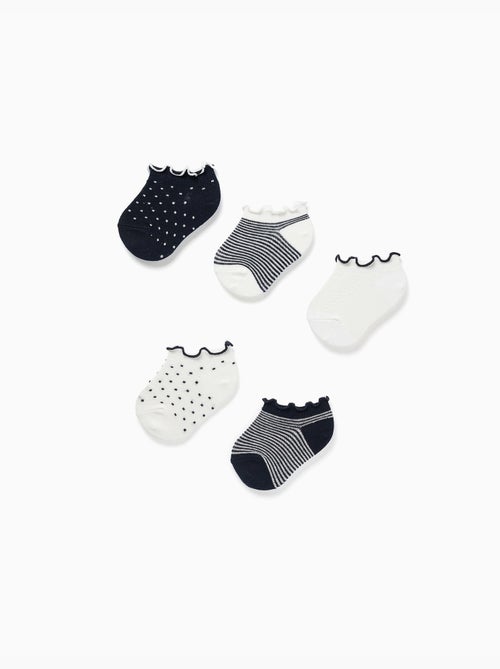 5 Paires de chaussettes à rayures/à pois - Kiabi