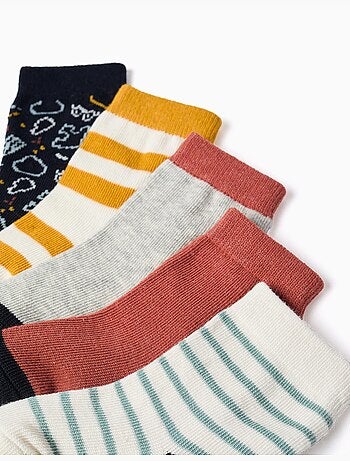 5 paires de chaussettes avec détails contrastés