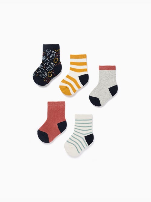5 paires de chaussettes avec détails contrastés - Kiabi