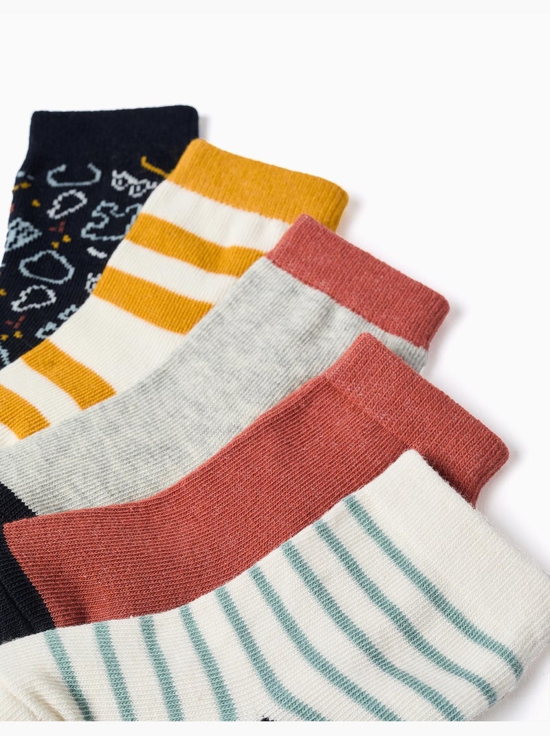 5 paires de chaussettes avec détails contrastés Gris Rouge - Kiabi