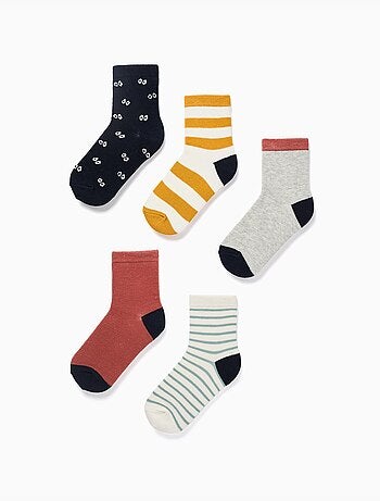 5 paires de chaussettes avec détails contrastés