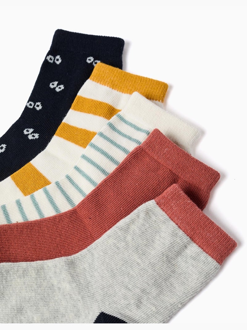 5 paires de chaussettes avec détails contrastés Gris Rouge - Kiabi