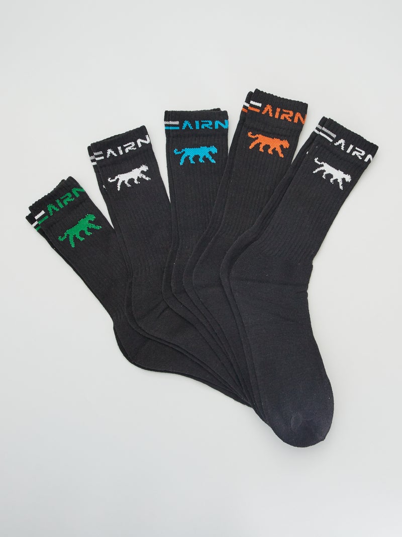 5 paires de chaussettes hautes 'Airness' Noir - Kiabi