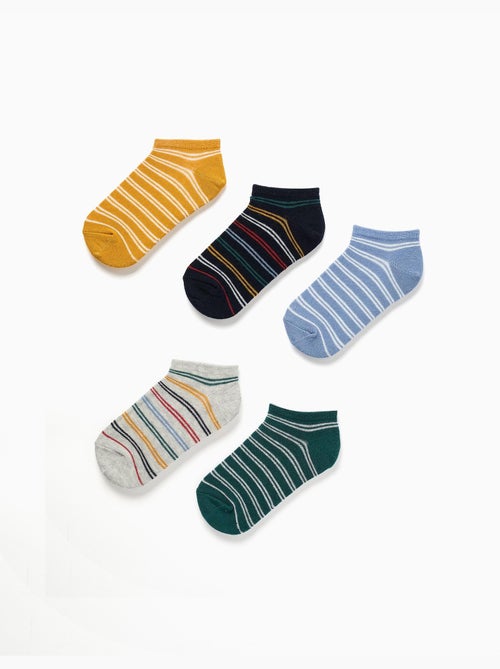 5 paires de socquettes à rayures contrastées - Kiabi
